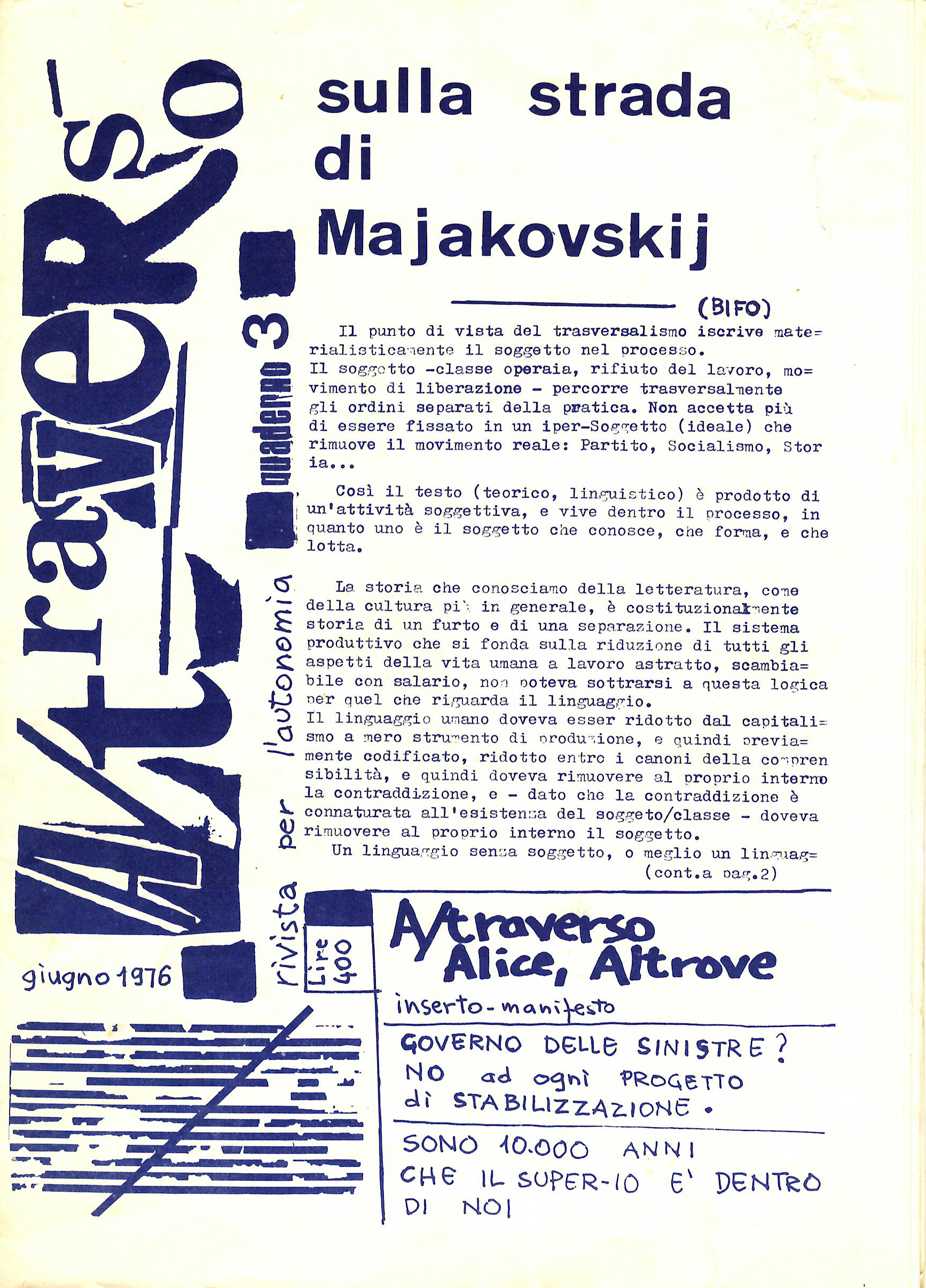 A/traverso. Rivista per l